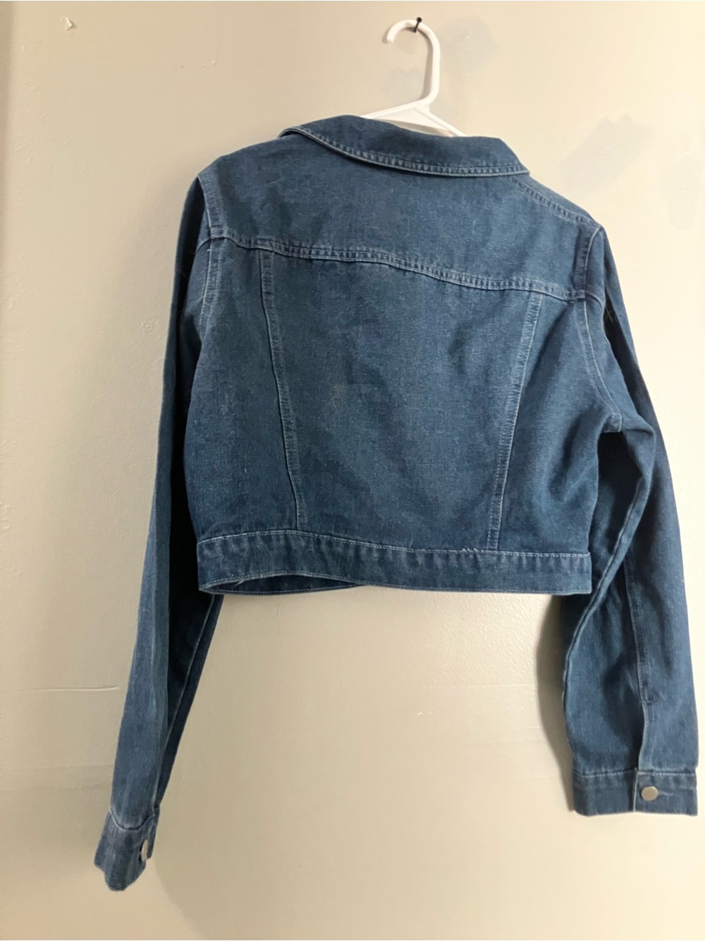 Denim Cropped Jacket - Dark Blue - Picture 4 of 4
